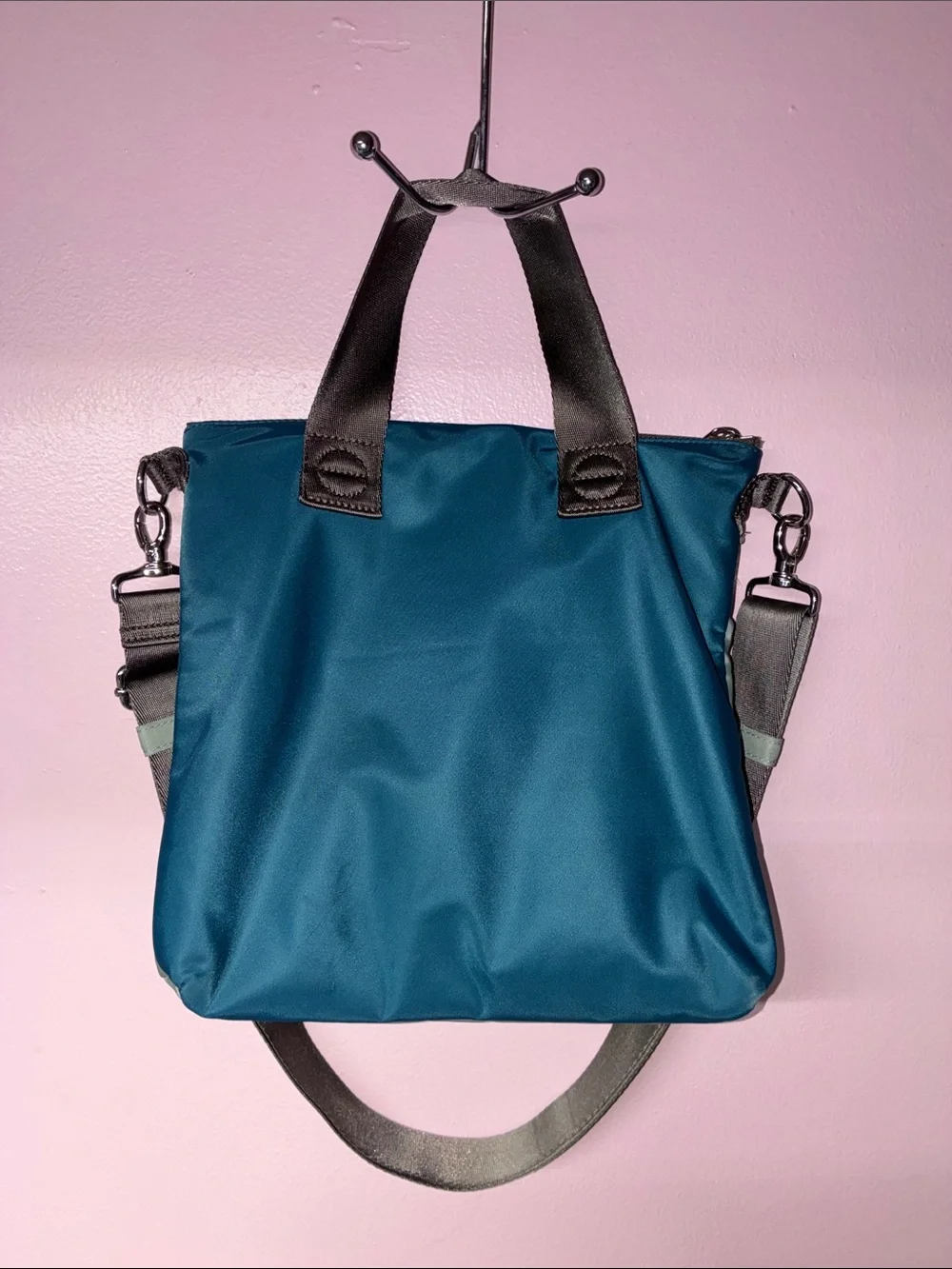 shortyLOVE Greenish grey & teal nylon Crossbody Messenger Bag